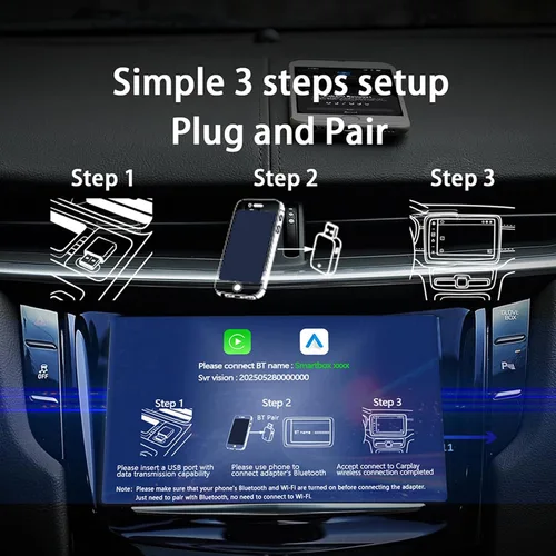 Vista 7 de 2026 Upgraded Wireless Carplay Adapter for BMW X6 (G06) 2019-2026 2-in-1 Mini Auto Adapter Wired CarPlay to Wireless Fast Connection,A-Black