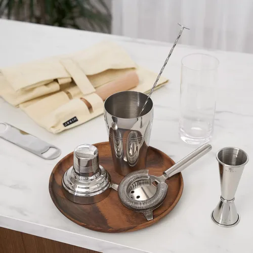 Vista 4 de Viski Juego de 6 piezas de barman de viaje, mezcladores de bebidas para cócteles, artículos esenciales de regalo: coctelera clásica de zapatero