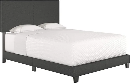 Vista 5 de Boyd Sleep Milan cama tapizada de tamaño completo con plataforma de lino negro, con cabecera ajustable - Se requiere somier o base calificados