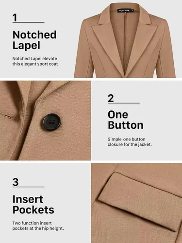 Vista 4 de Blazers para mujer, blazer casual de negocios, chaqueta de manga larga, parte delantera abierta, para trabajo, oficina, blazer elástico delgado