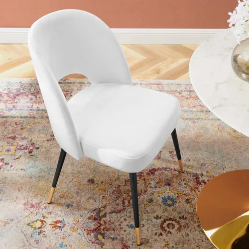 Vista 7 de Modway Rouse Performance - Silla de comedor de terciopelo en color blanco, 23 x 20 x 32