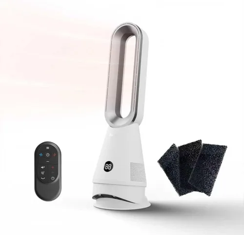 Vista 12 de Ventilador sin aspas, ventilador de torre de enfriamiento de 22 pulgadas con oscilación de 80° y control remoto, temporizador de 9H, 8 velocidades