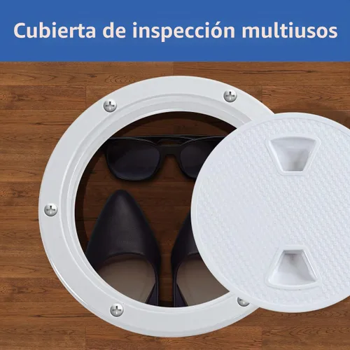 Vista 7 de Hoffen Boat Hatch, 4" 6" 8" Round Non Slip Inspection Hatch w/Detachable Cover for Marine Boat Yacht