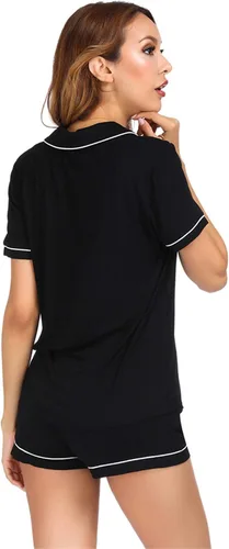 Vista 5 de Andongnywell - Conjunto de pijama de manga corta para mujer, de algodón modal, con botones