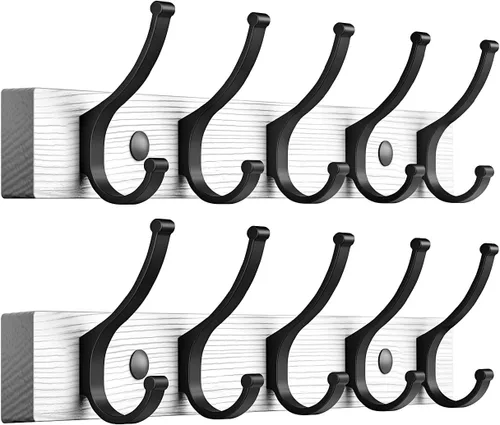 Vista 8 de Optish Perchero para colgar en la pared, ganchos de madera de 16.5 pulgadas, ganchos de pared para colgar, perchero para colgar sombreros, bolsos