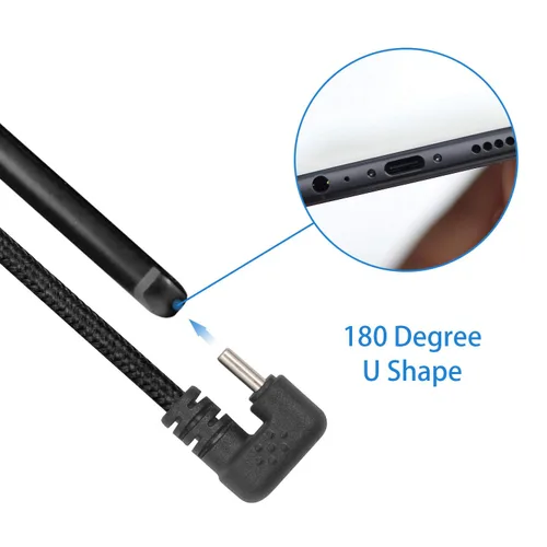 Vista 4 de Poyiccot Cable USB tipo C 3A de carga rápida, cable USB C de 180 grados, cable de carga USB C en forma de U, cable de transferencia