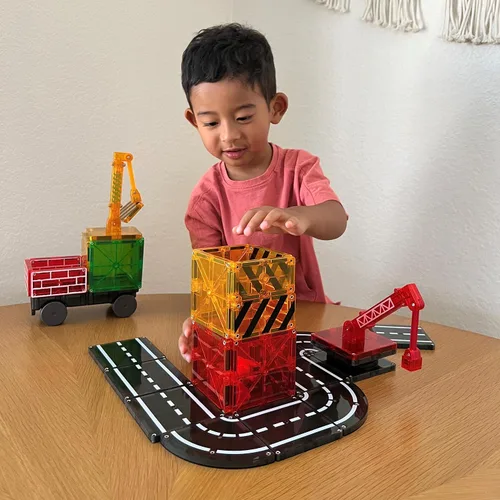 Vista 4 de MAGNA-TILES Builder - Juego de construcción magnética de 32 piezas, la marca original de construcción magnética