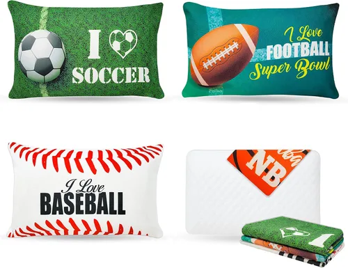 Vista 12 de ProComf - Almohada de espuma viscoelástica para viaje y campamento, para bebé, niño, adolescente, adulto (blanco nieve con 4 fundas de vacaciones)