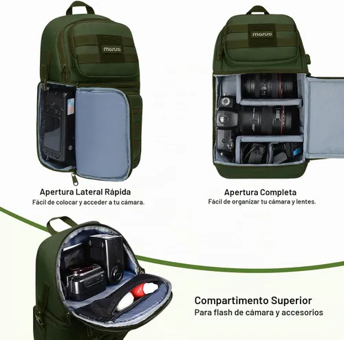 Vista 3 de MOSISO Bolsa de hombro para cámara, bolsa táctica para cámara réflex digital/réflex/sin espejo con soporte para trípode y almohadillas modulares