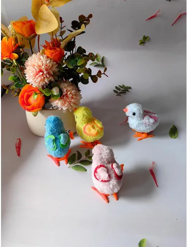 Vista 3 de YUERFEILA Juguete de conejo y pollito saltador, juguete de cuerda de Pascua para pollitos y pollos saltadores, regalos de fiesta