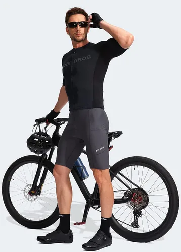 Vista 6 de Bikewa Pantalones cortos de ciclismo para hombre con acolchado 3D ropa interior de ciclismo para montar en carretera MTB bicicleta UPF 50 bolsillos