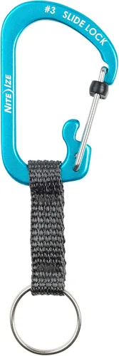 Vista 3 de Nite Ize SlideLock Llavero, Llavero Mosquetón con Bloqueo de Aluminio con Correa, Azul
