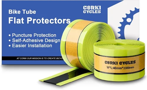 Vista 10 de Corki Cycles - Protectores planos para tubo de bicicleta y revestimientos de neumáticos autoadhesivos, se adapta a bicicletas de carretera