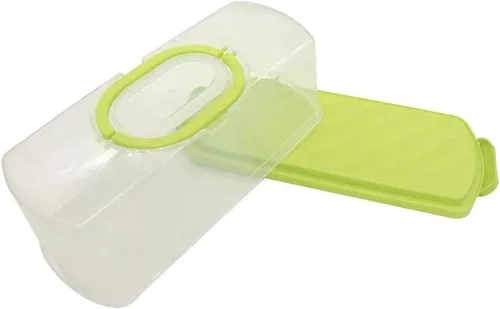Vista 3 de Paquete de 2 recipientes rectangulares de plástico de 13 pulgadas para almacenamiento de pasteles, panera para transportar y almacenar pan