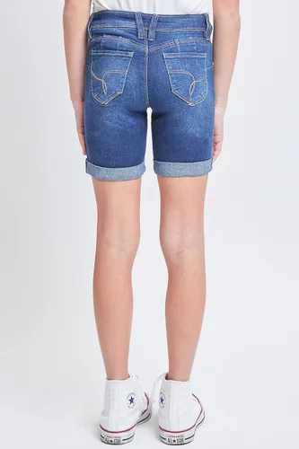 Vista 4 de YMI Wannabettafit Pantalones cortos de ciclismo de tiro medio con puños enrollables para niñas