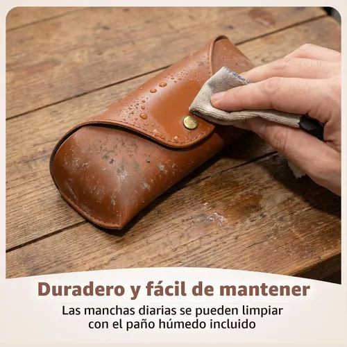 Vista 4 de Funda para gafas de sol compatible con Ray-Ban, cuero marrón