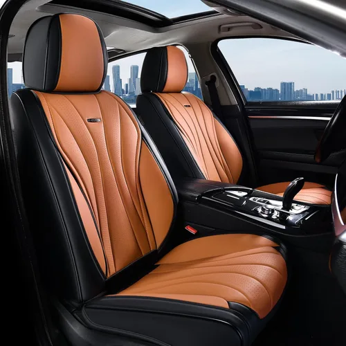 Vista 15 de Coverado Funda de asiento de automóvil, funda de asiento delantero para automóvil, protector de asiento de automóvil de cuero impermeable, fundas