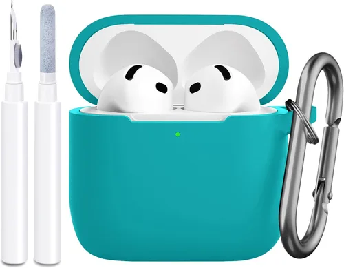 Vista 13 de Funda compatible con AirPods de 4ª generación, funda de silicona protectora suave con kit de limpieza, accesorios para Apple AirPods 4 Gen 2024, LED