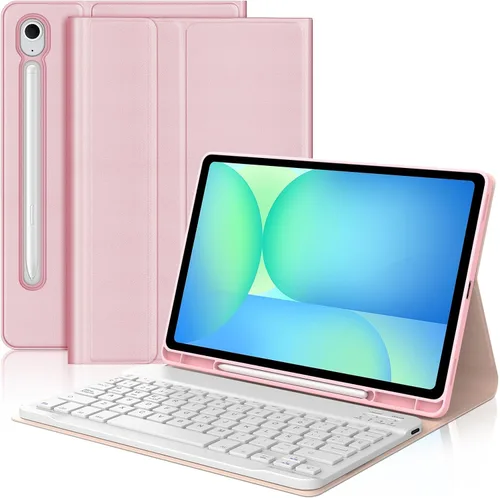 Vista 28 de Funda de teclado para Samsung Galaxy Tab S7 FE (5G)/S8 Plus/S7 Plus de 12.4 pulgadas Teclado Bluetooth magnético desmontable Funda protectora