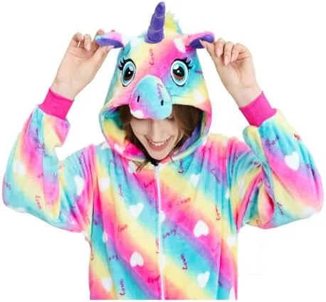 Vista 4 de Pijama unisex de una pieza de unicornio para adultos, disfraz de Halloween