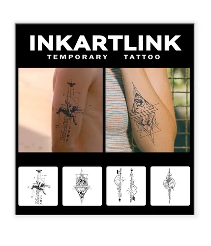 Vista 7 de INKARTLINK Tattoo Tech, 4 hojas de tatuaje semipermanente, tatuajes temporales de diseño artístico para adultos, dura 1-2 semanas, impermeable