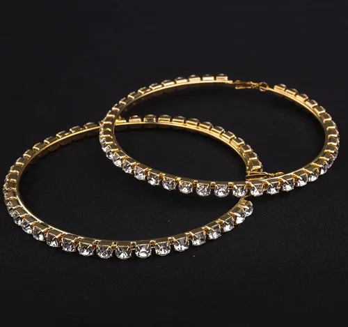 Vista 8 de Wekicici Aretes de aro de Halloween para mujer, exageran los aretes de diamantes de imitación en fiestas o uso diario, Metal Cristal Plata Diamante