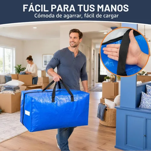 Vista 4 de Paquete de 4 bolsas de mudanza extra grandes con asas reforzadas para Paquete de 4