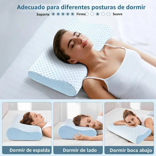 Vista 6 de Almohada cervical para aliviar el dolor de cuello, almohadas de espuma viscoelástica de contorno para dormir, almohada ergonómica ajustable