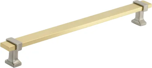Vista 15 de Amerock Mango de gabinete Cromo negro/Oro cepillado 3-3/4 pulgadas (96 mm) de centro a centro Overton paquete de 1 unidad Jaladera