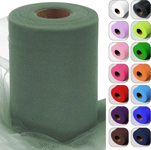 Vista 16 de Rollos de tela de tul verde ácido de 6 pulgadas por 100 yardas (300 pies) Cinta de tul para tutú, falda, envoltorio de regalo, decoración de boda