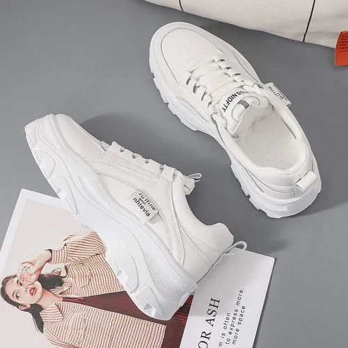 Vista 7 de NCNDB Zapatos deportivos de plataforma para mujer, con cordones, de moda, con parte inferior aumentada