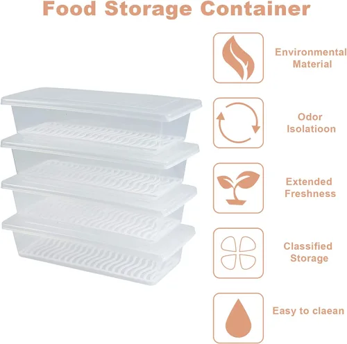 Vista 2 de Recipiente de almacenamiento de alimentos, recipientes de plástico para alimentos con placa de drenaje extraíble y tapa, contenedores