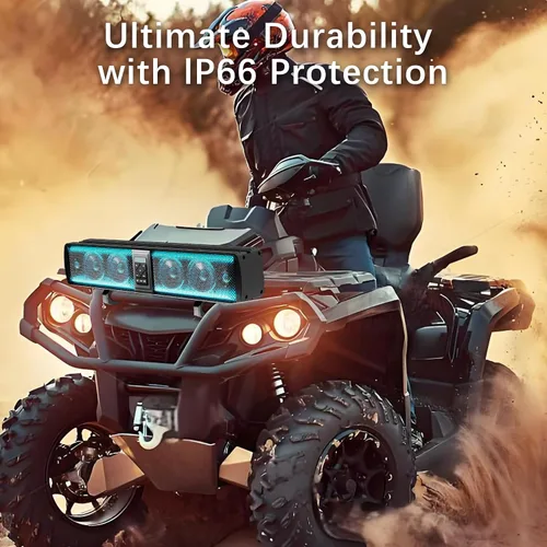 Vista 6 de UTV, barra de sonido ATV, altavoces Bluetooth impermeable con iluminación RGB, altavoz Bluetooth de 28 pulgadas con IP65 impermeable montaje