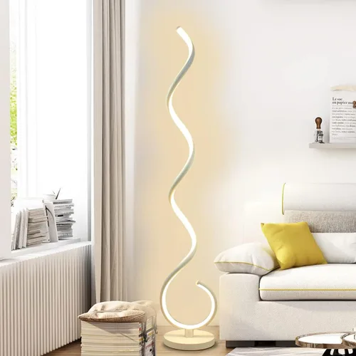 Vista 8 de Lámpara de Pie LED Espiral, 40W Lámparas de Pie Regulables para Sala de Estar con Control Remoto, Colores y Brillo Ajustables sin Escalones Lámpara