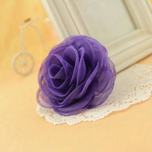 Vista 31 de adorables broches de rosas, clip para el cabello de flores de seda para mujer [joyas], sin metal, Rojo, XOTW05C4
