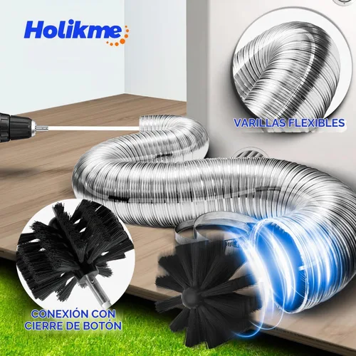 Vista 4 de Holikme Kit limpiador de ventilación de secadora de 32 pies, cepillo flexible mejorado para pelusa con accesorio de taladro, se extiende hasta 32