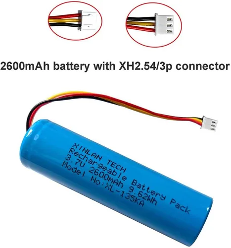 Vista 3 de 18650 1s1p 2600mAh 3.7v batería recargable de iones de litio con conector Jst XH2.54/3p cables de enchufe para productos electrónicos de bricolaje