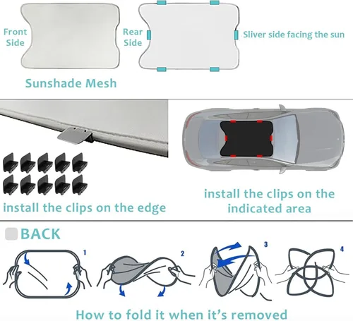 Vista 6 de BestEvMod Parasol plegable para techo compatible con Mustang Mach-E 2021-2025, accesorios mejorados con tecnología reflectante de calor, cubierta