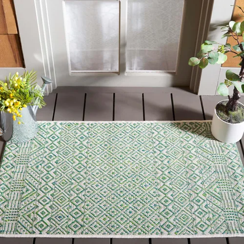 Vista 41 de SAFAVIEH Alfombra lavable al aire libre, colección Courtyard - 2'3" x 5', gris y negro, no desprende pelusa y fácil limpieza, ideal para patio