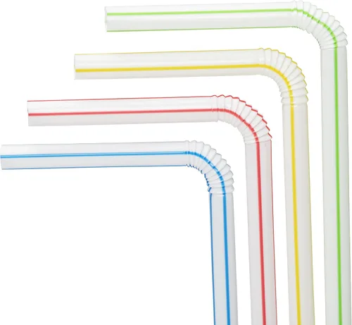 Vista 2 de Pajitas flexibles de plástico desechables sin BPA de 8 pulgadas de largo (paquete de 200 unidades, colorido)