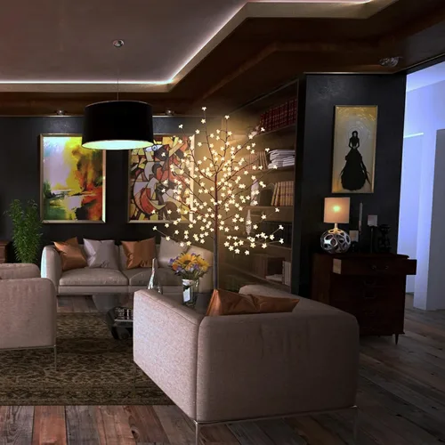 Vista 8 de FUCHSUN - Luz de árbol de cerezo de 6 pies, 200 luces LED, árbol artificial con 8 modos de iluminación para decoración del hogar, interior y Blanco