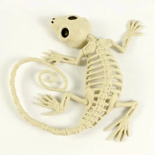 Vista 2 de 1 pieza de esqueleto de Halloween, esqueletos de Gecko de plástico, modelo para decoración de Halloween, accesorios aterradores de terror