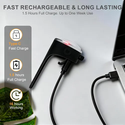 Vista 6 de Paquete de 2 luces para collar de perro, recargable USB-C con clip, luz LED impermeable de seguridad para mascotas con correa de silicona ajustable