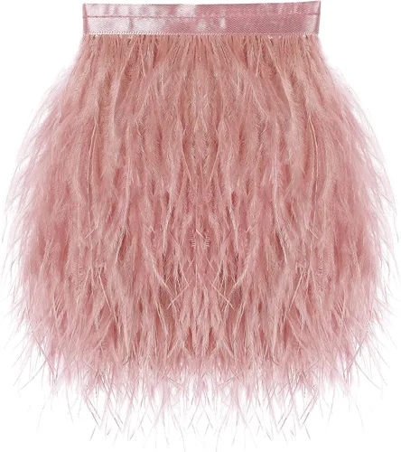 Vista 9 de SOGUGOM Adorno de Plumas de Avestruz Negro - 1.5 Capas 2 Yardas Plumas de 4 Pulgadas Adorno de Cintas con Flecos para Costura, Vestidos, Proyectos