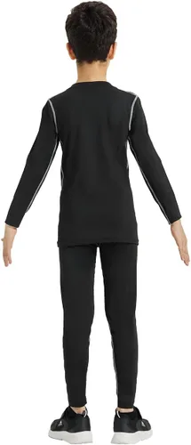 Vista 2 de YUSHOW Conjunto de compresión para niños, camisa de manga larga y pantalón, capa base, ropa interior de compresión, ropa interior térmica