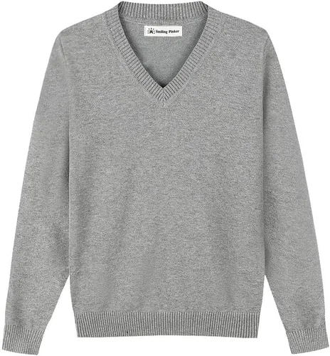 Vista 9 de SMINLING Pinker - Suéter para niños, uniforme escolar, cuello en V, ropa de algodón suave Negro