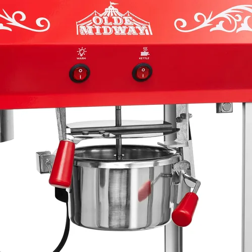 Vista 5 de Máquina de palomitas de maíz estilo barra Olde Midway, máquina de palomitas de 4 onzas, roja