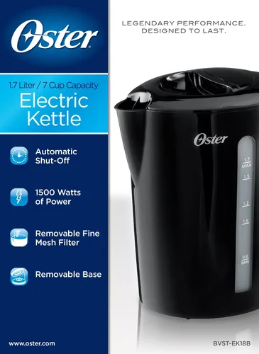 Vista 4 de Oster BVST-EK18B - Tetera eléctrica, 1,7 litros, color negro