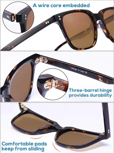 Vista 55 de Carfia Chic - Lentes de sol polarizados para mujer, protección UV400, marco de acetato pulido a mano