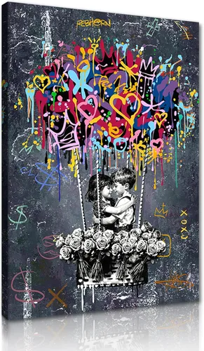 Vista 17 de Yeesjoee Graffiti Hip-Hop Style Culture - Arte de pared, póster abstracto de la vida es hermosa, impresión en lienzo colorido y moderno de pintura